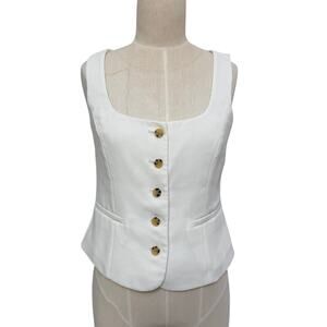 J.Crew Maia Scoopneck Vest Crepe Suiting Classic Minimalist Ivory 2